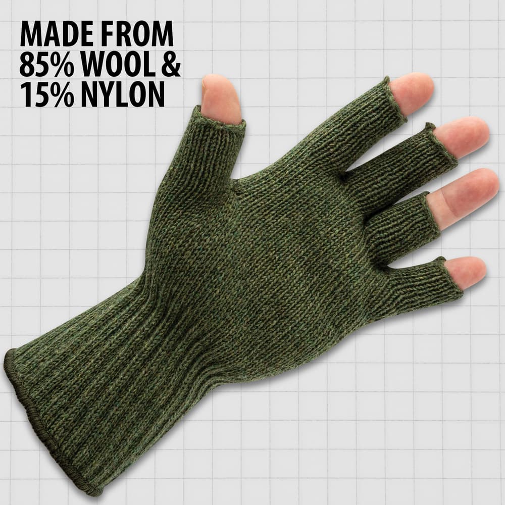 Spartan Fingerless Glove Inserts OD Green, Wool,