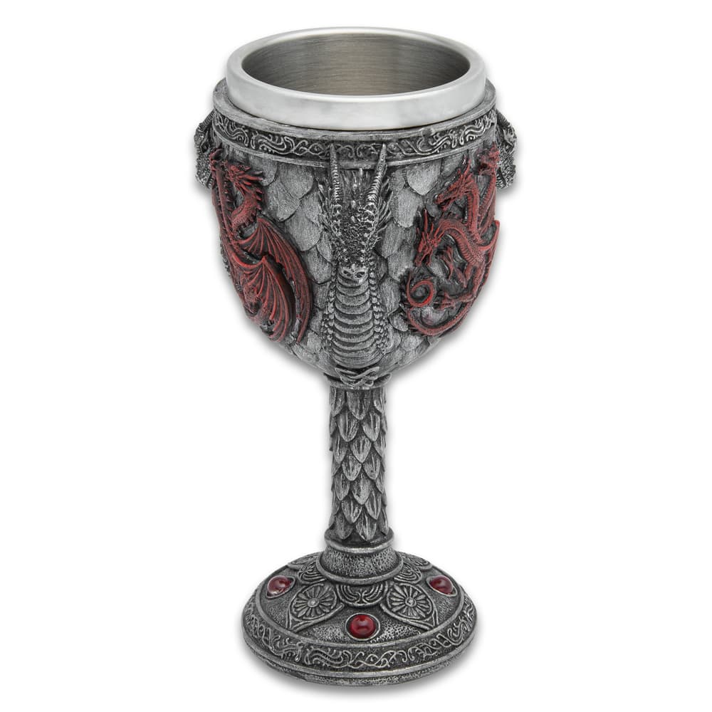 Guardian Dragon Wine Goblet Chalice - Resin-Kelch Mit Drachen-Motiv & Edelstahl-Einsatz, Isoliert
