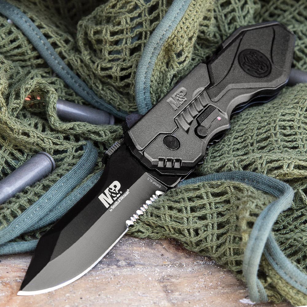 Smith & Wesson M&P Assisted Opening MP4L Tactical Pocket Knife - Partially Serrated image number 2