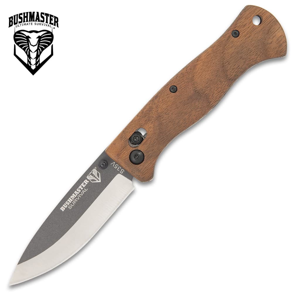 Bushmaster Explorer Pocket Knife – S35V Steel Blade, Zebra Wood