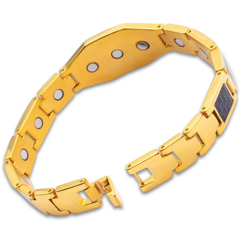 Gold And Blue Carbon Fiber Cross Bracelet Gold And Blue Carbon Fiber Cross Bracelet