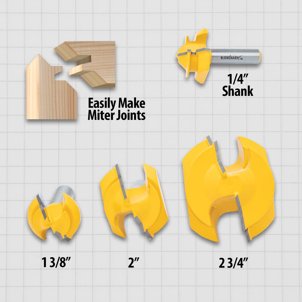 【mimary】45R つなぎ LionShark 45-Degree Lock Miter Router Set And Case - 1/4