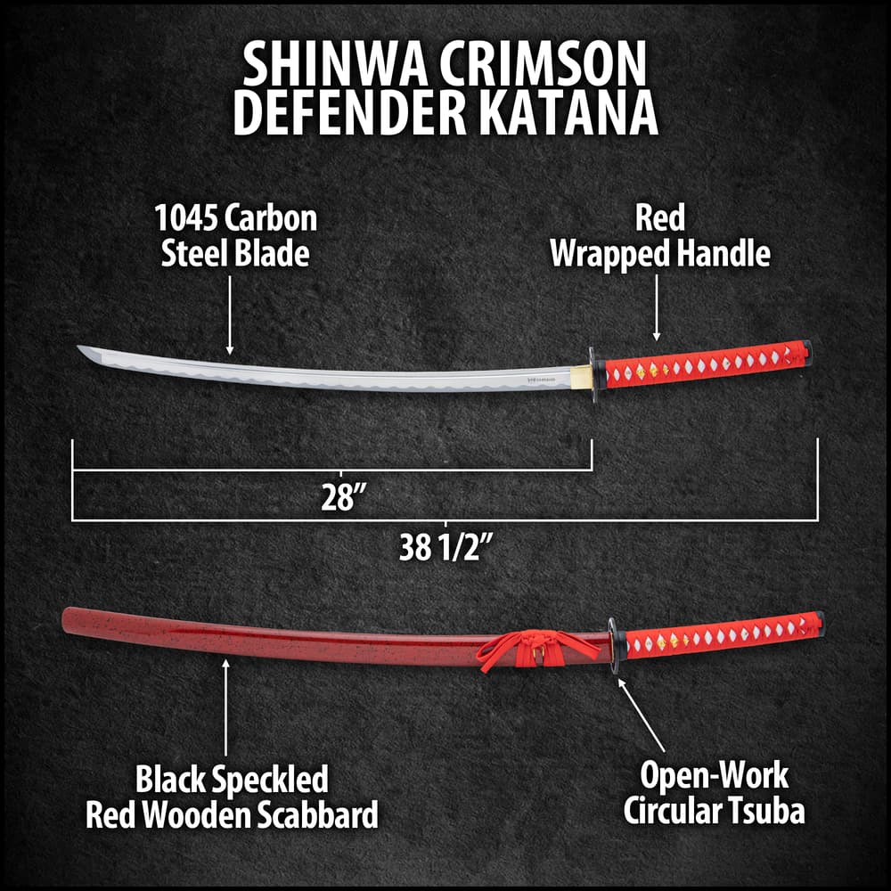 Shinwa Crimson Defender Katana And Scabbard