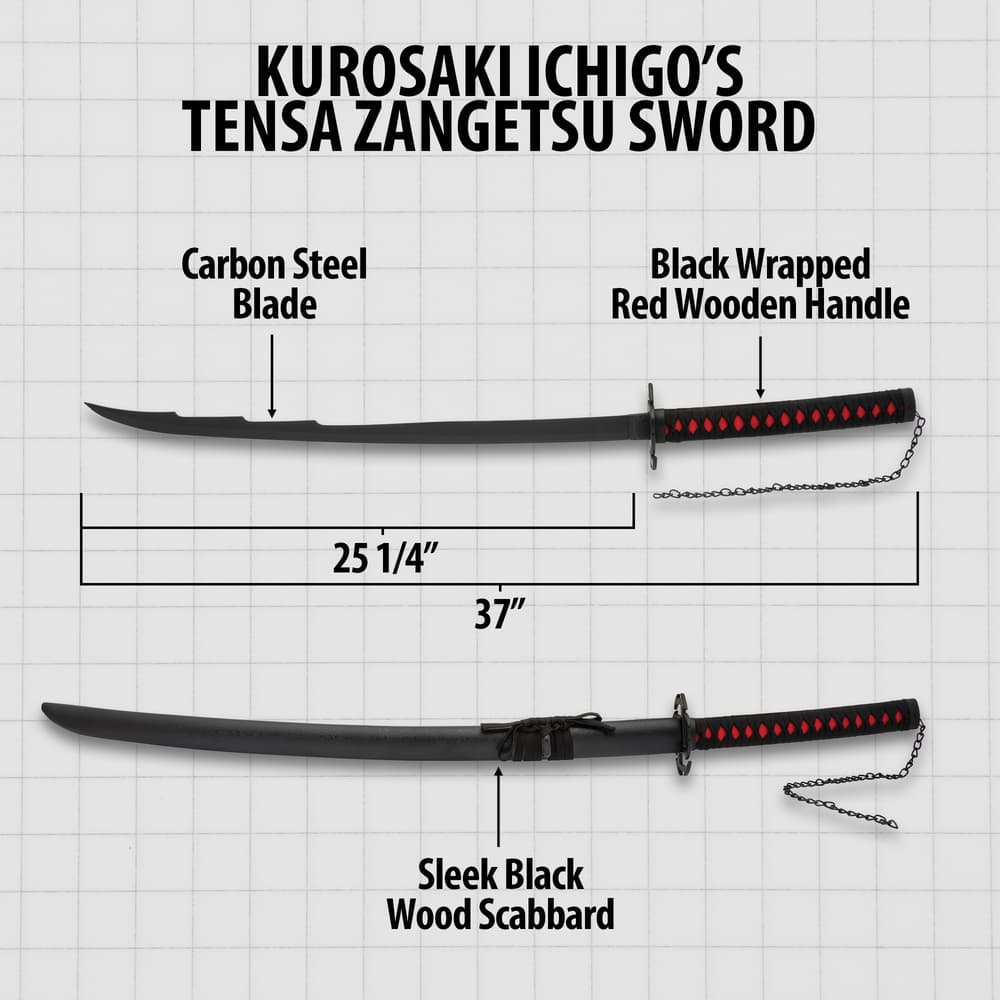 ichigozun S3135 BLEACH ICHIGO KUROSAKI TENSA ZANGETSU ZANPAKUTO SWORD