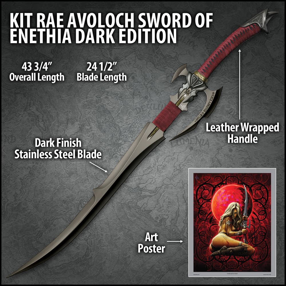 刀剣用　鮫皮　エイ革 10-3 11-6 2枚分user_46f847da Kit Rae Avoloch Sword Of Enethia Dark Edition – Stainless Steel