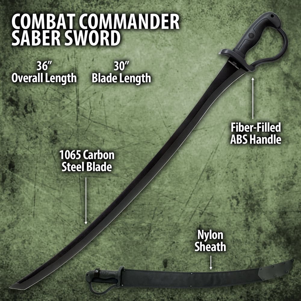 Combat Commander Saber Sword - 1065 Carbon Steel image number 2