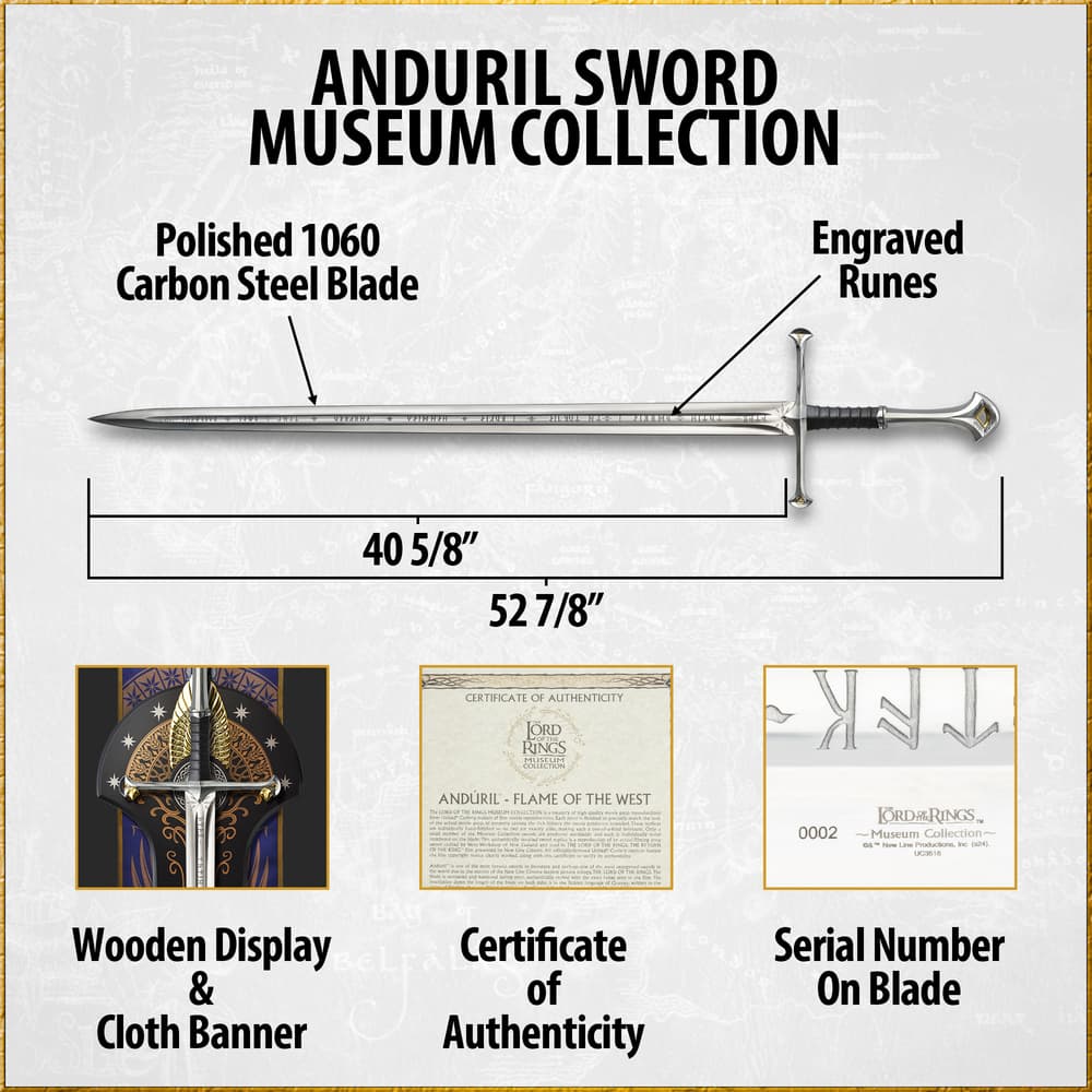 Anduril Sword Museum Collection Replica Lord of the Rings