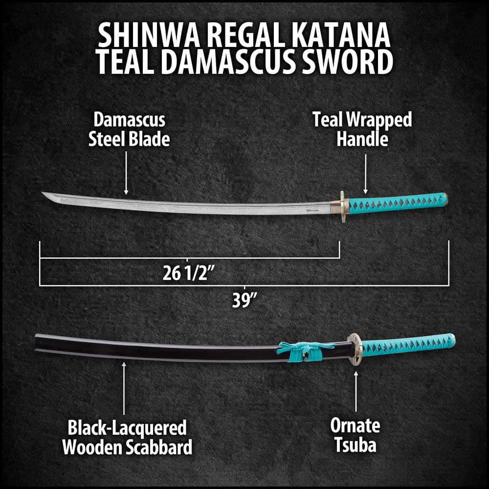 Teal Katana - Shinwa damascus sword | BUDK.com