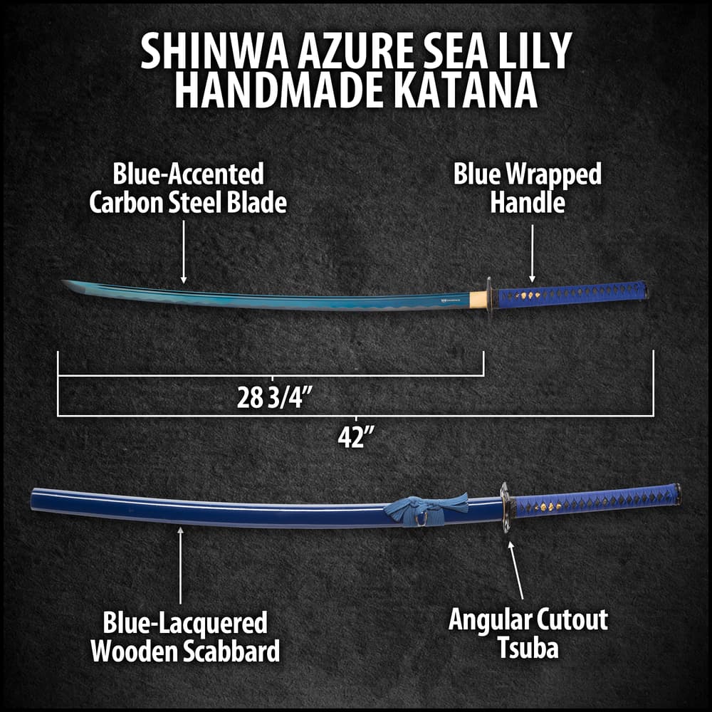 Shinwa Azure Sea Lily Handmade Katana / Samurai Sword - BUDK.com