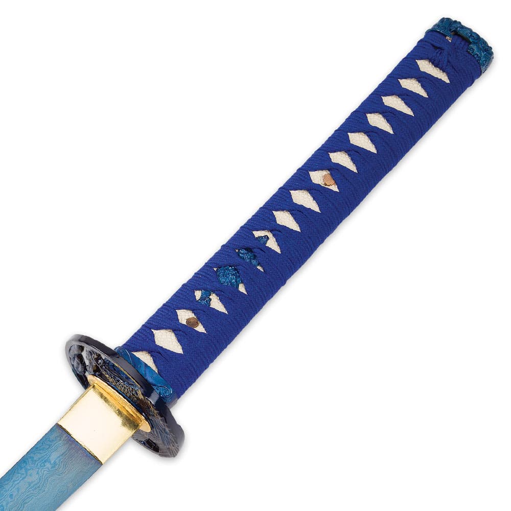 Musha Hand-Forged Blue Damascus Samurai Sword - BUDK.com
