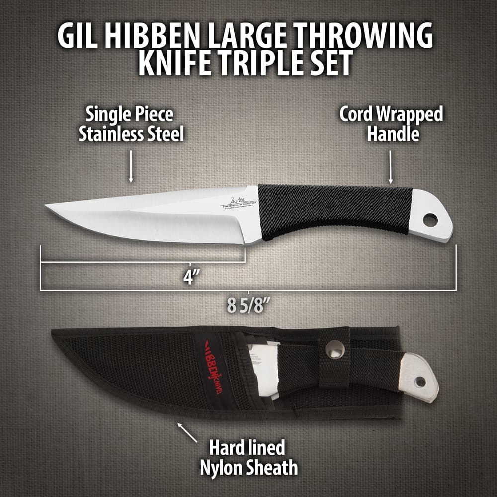 Gil Hibben Large Triple Throwing Knife Set