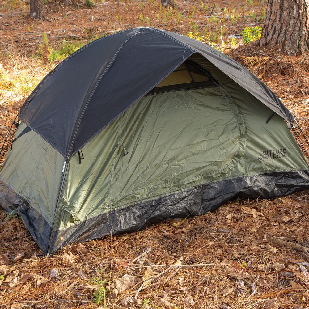 Intense Two-Person Dome Tent - OD, Door Awning, Rainfly, Rip