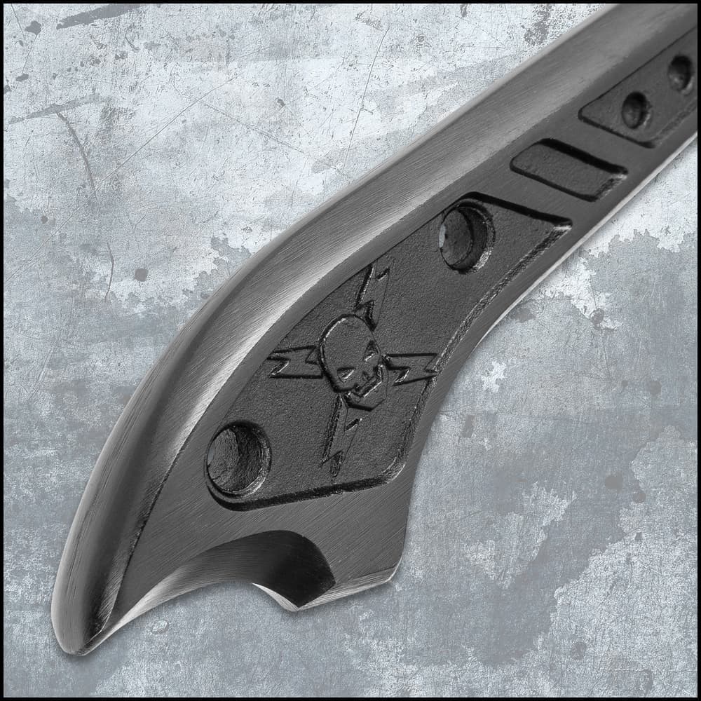 The M48 Hawk Harpoon has a curved blade at the end of a solid piece of rock-hard cast stainless steel with black oxide coating. image number 3