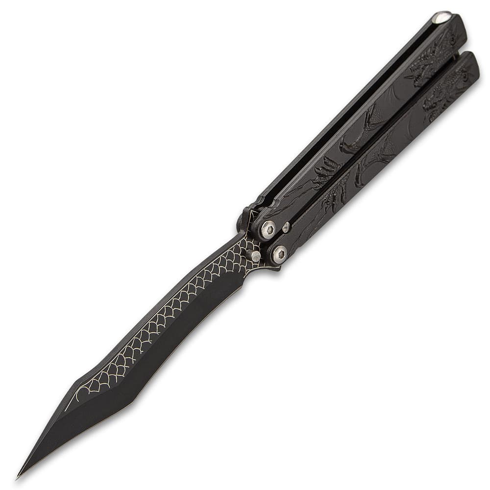 Black Dragon Butterfly Knife Stainless Steel Blade,