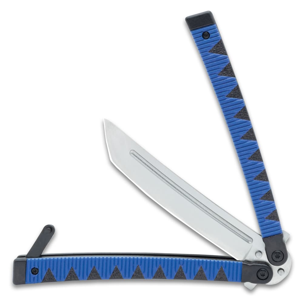 Blue Samurai Butterfly Knife Stainless Steel Tanto