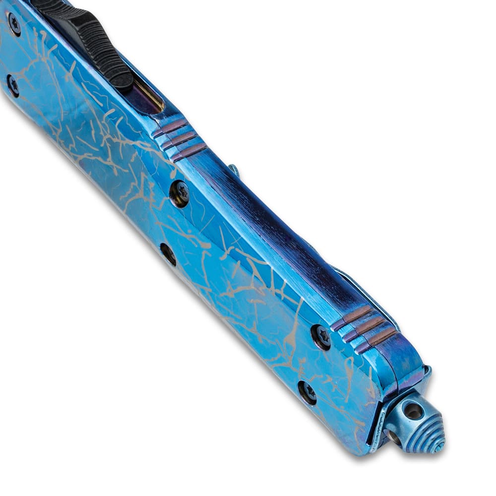 Lightning Stryke Automatic Pocket Knife - Metallic Blue