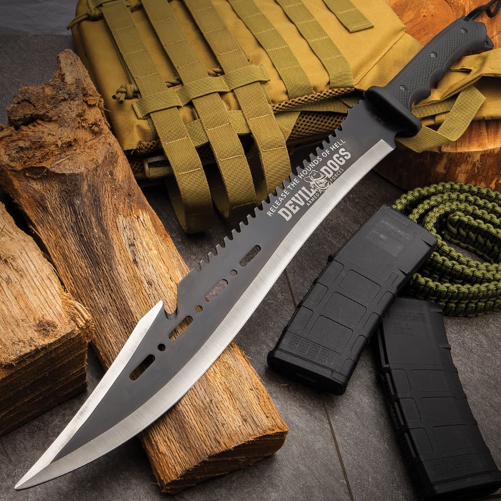 Stainless Steel Machete Knife Devil Dogs Full Tang Machete With Sheath ...
