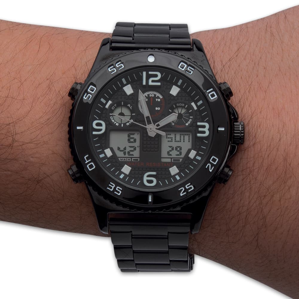 Black Stainless Everyday Casual Watch – Digital, Water-Resistant