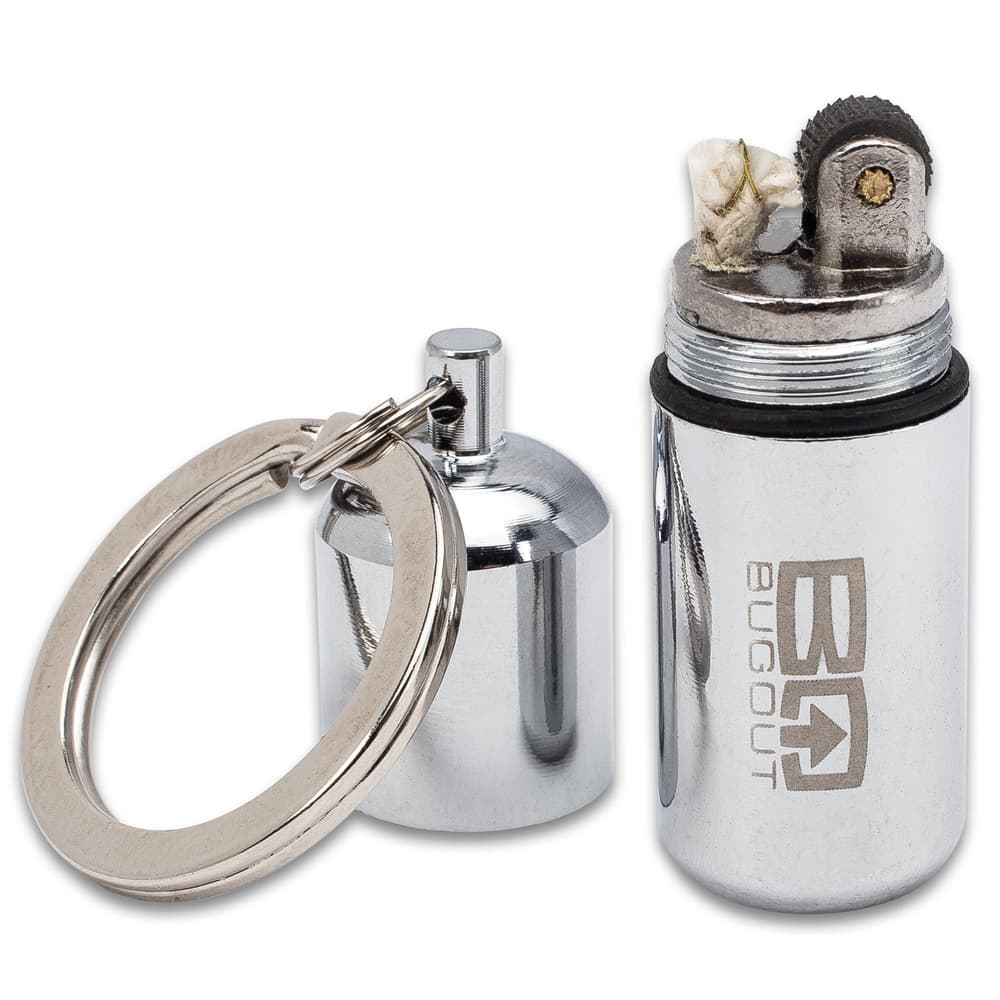 BugOut Water-Resistant Micro Lighter On Keyring Stainless Steel  Construction, Screw Top With O-Ring Seal, Fluid Not Included