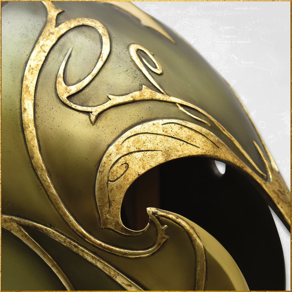 close up detail high elven war helm design