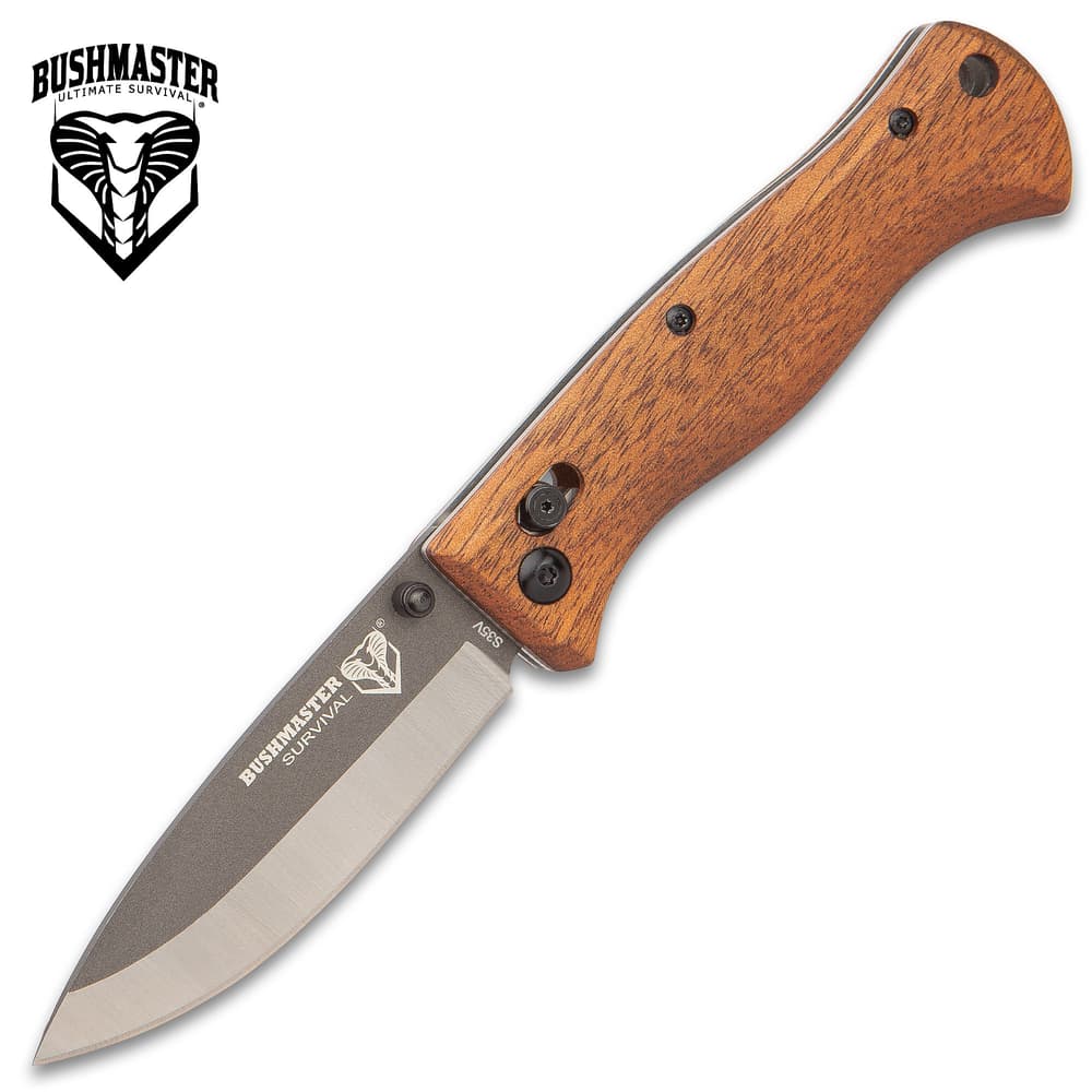 Bushmaster Explorer Pocket Knife – S35V Steel Blade, Zebra Wood