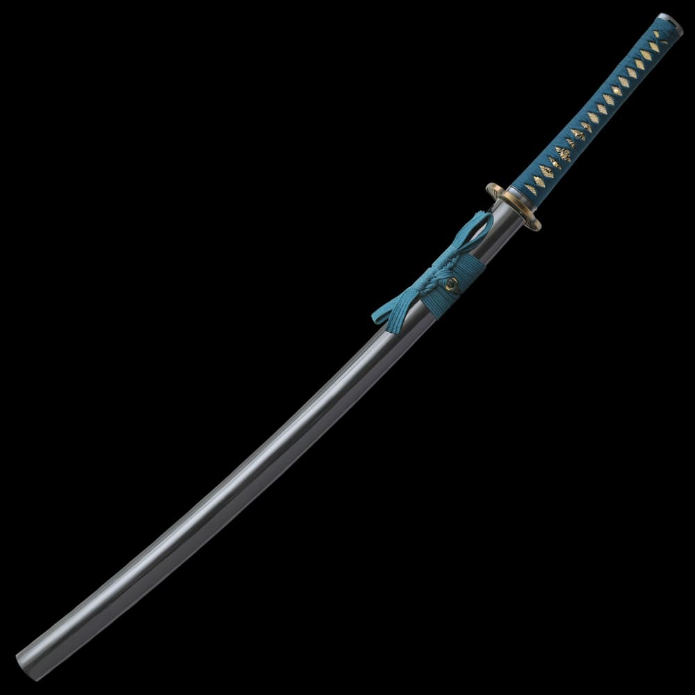 Shikoto Hammer-Forged Longquan Master Teal Katana - BUDK.com