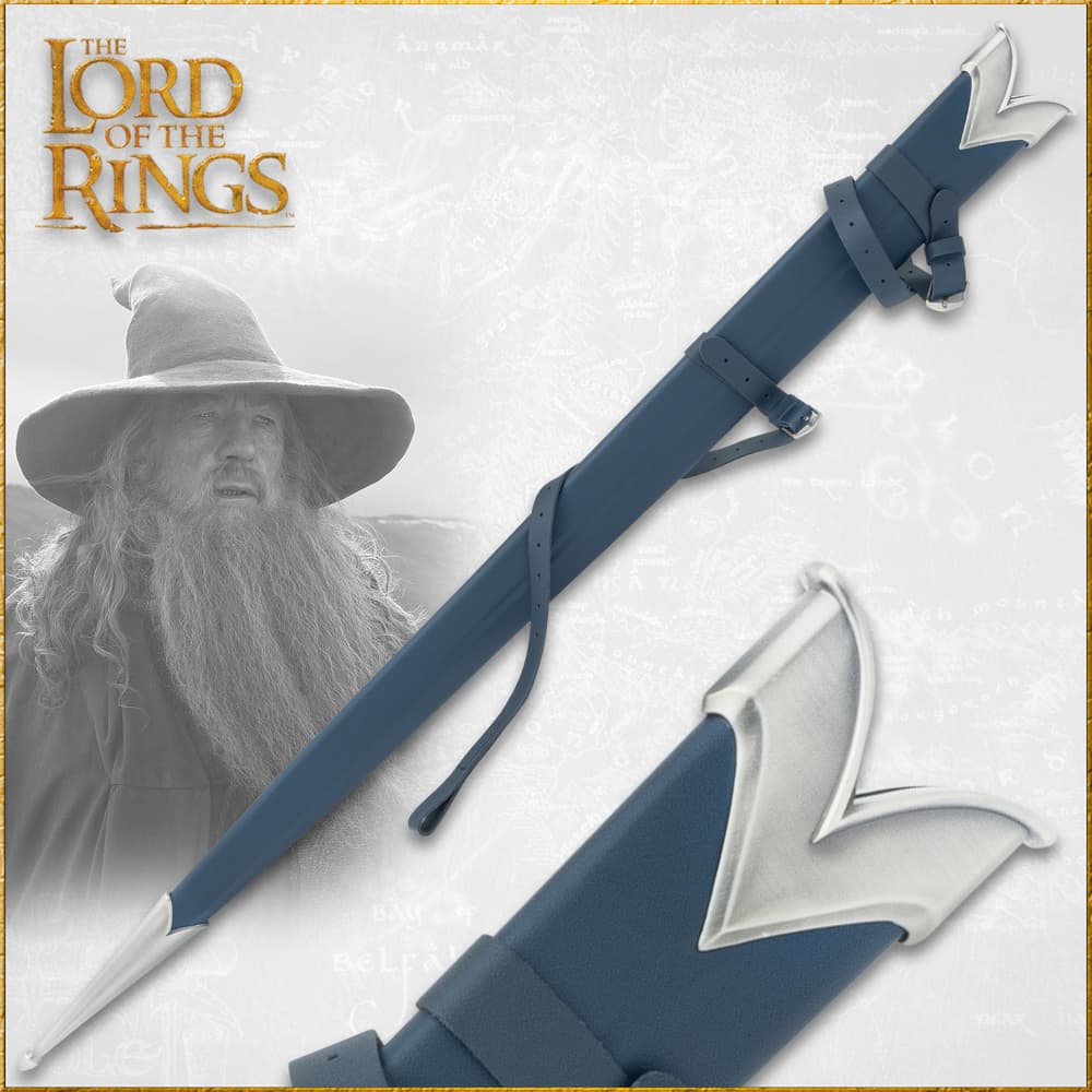 Lord of the Rings Glamdring Scabbard showcasing leather straps image number 0