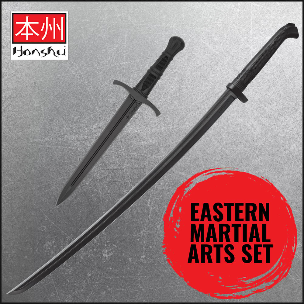 Full image of the Honshu Katana Training Sword and the Honshu Training Dagger included in the Eastern Martial Arts Set. image number 0