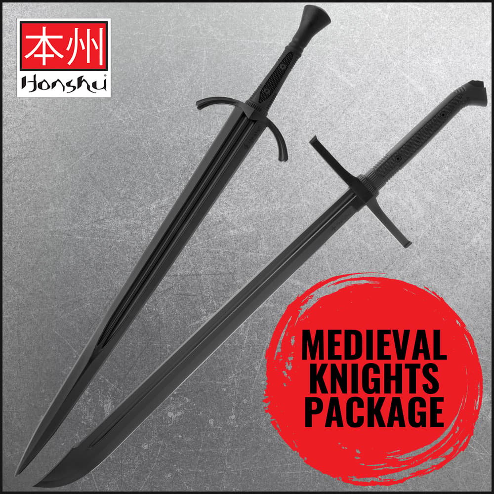 Full image of the Honshu Single Hand Broadsword and Messer Training Sword included in the Medieval Knights Package. image number 0