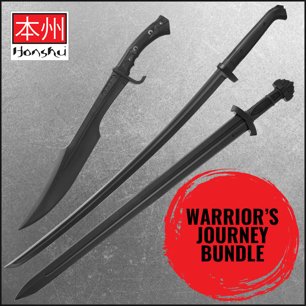 Full image of the Honshu Training Spartan, Katana, and Viking Sword included in the Warrior's Journey Bundle. image number 0