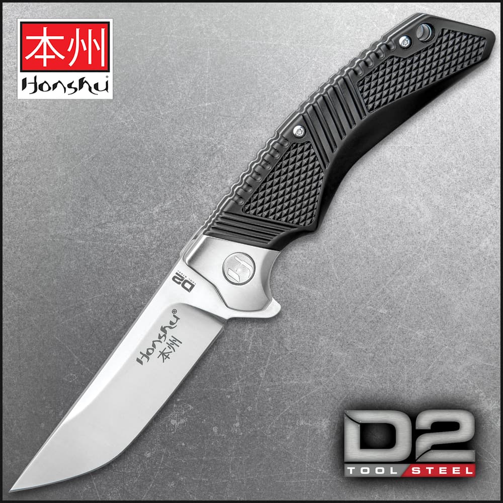 Honshu Premium Sekyuriti Ball Bearing Opening Pocket Knife - D2 Tool Steel Blade, TPU Handle Scales, Steel Pocket Clip image number 0