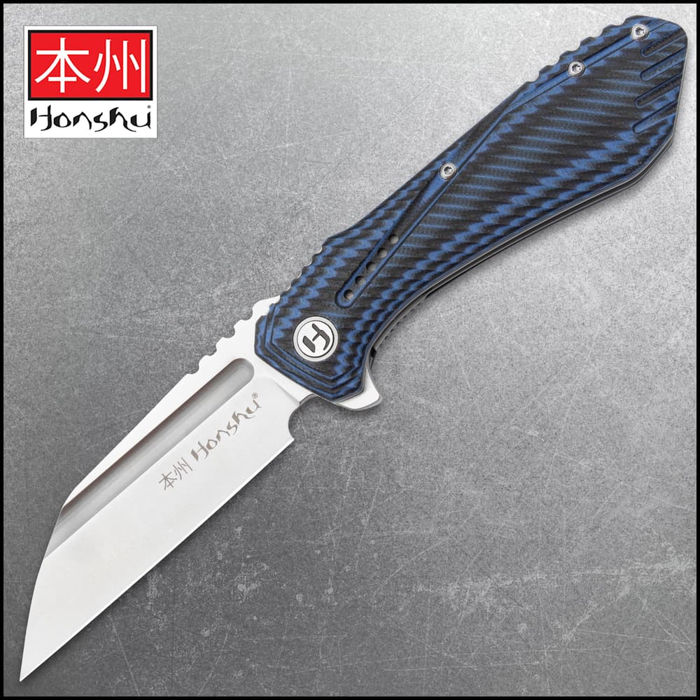 The Honshu Sumorusodo Black and Blue Pocket Knife. image number 0