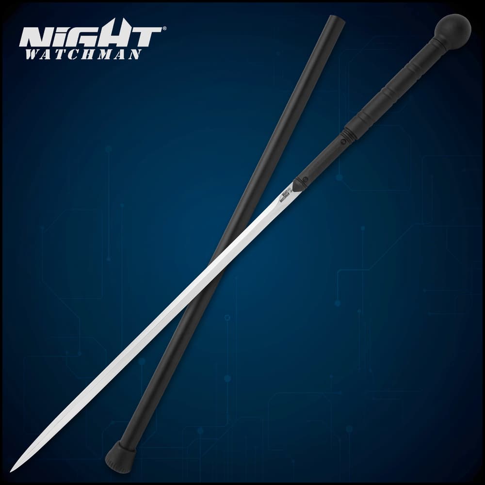 Full image of the Night Watchman Sword Cane and sheath. image number 0