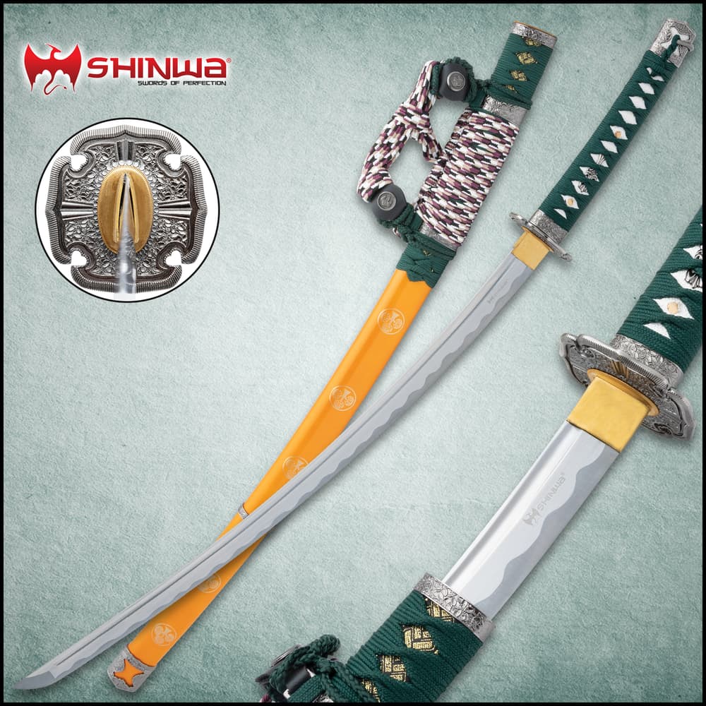 The Shinwa Samurai Tachi Sword in and out of its scabbard image number 0