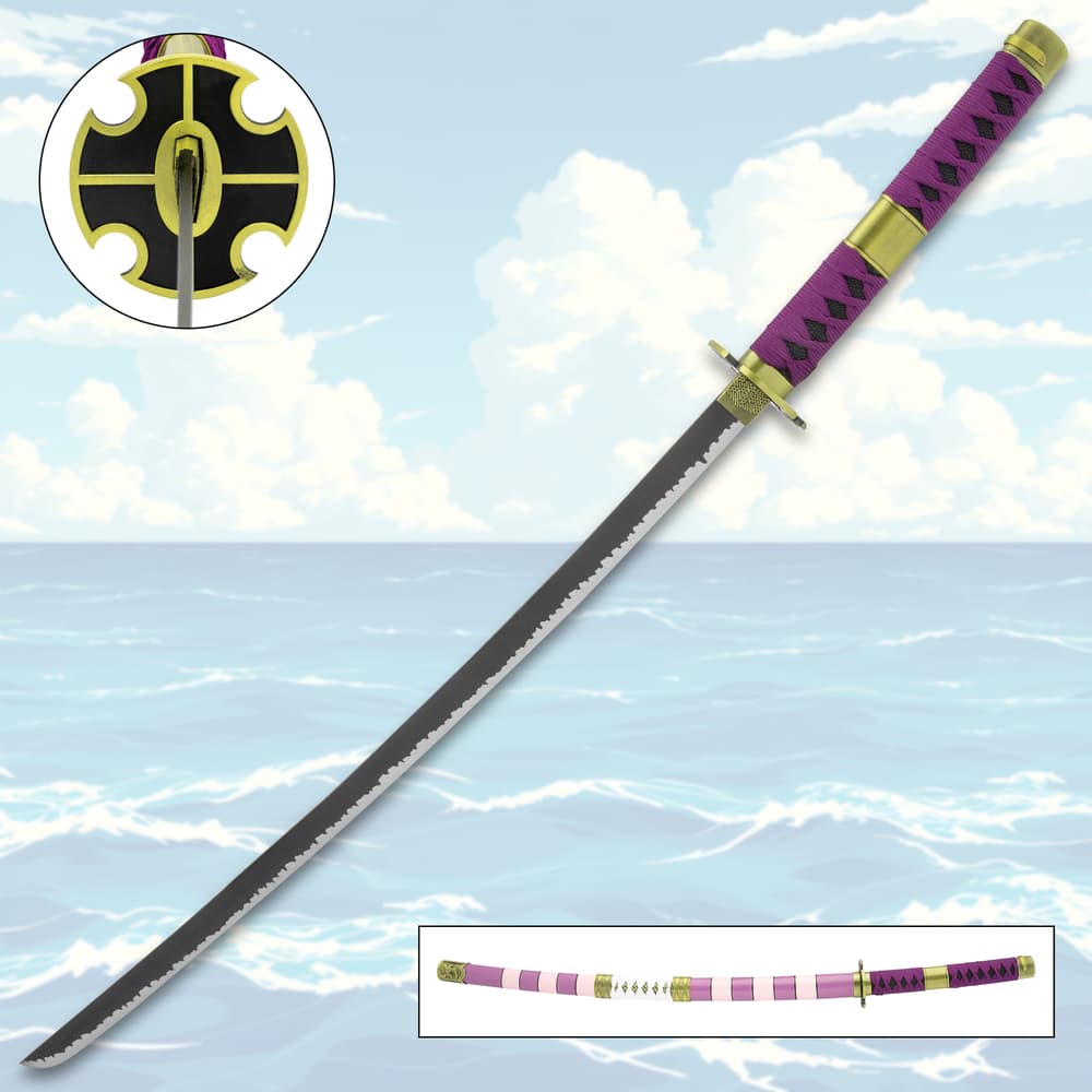 Monkey D. Luffy's Nidai Kitetsu Katana and in scabbard. image number 0