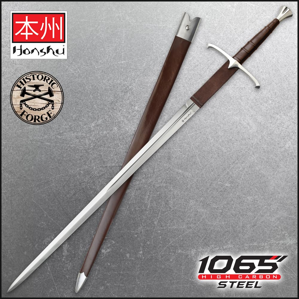 The Honshu Historic Claymore Sword has a 43 1/2” 1065 high carbon steel blade image number 0