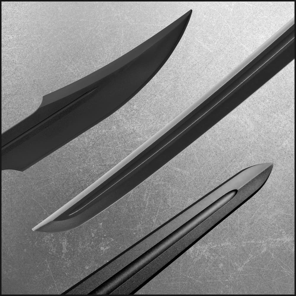 Close up image of the blades on the Training Spartan, Katana, and Viking Sword included in the Warrior's Journey Bundle. image number 1