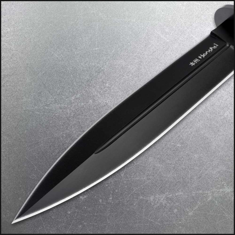 The 13 1/4” knife has a 7 5/8” full-tang 440A stainless steel blade with deep blood groove. image number 1