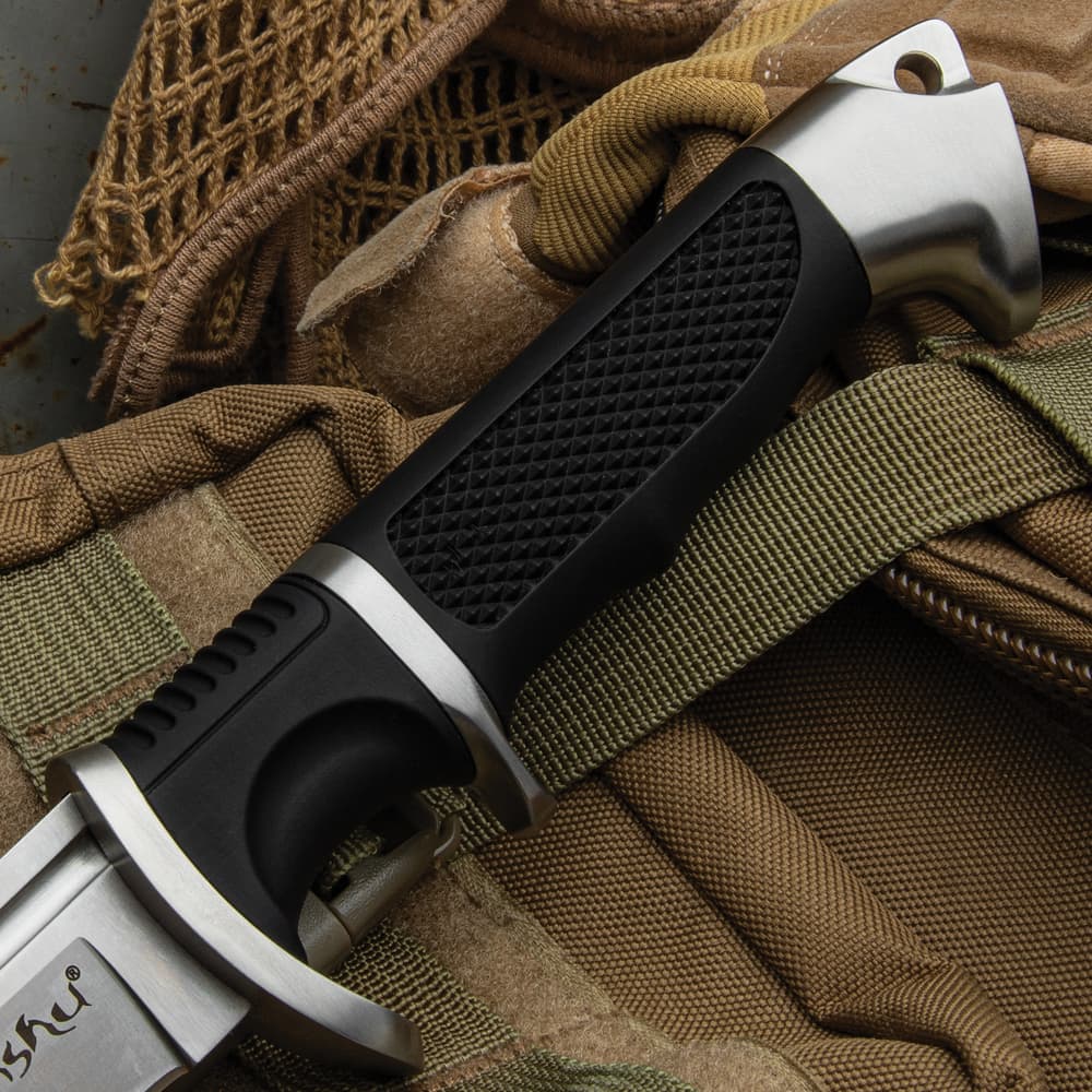 Full image of the Sub-Hilt Tanto in its sheath. image number 1