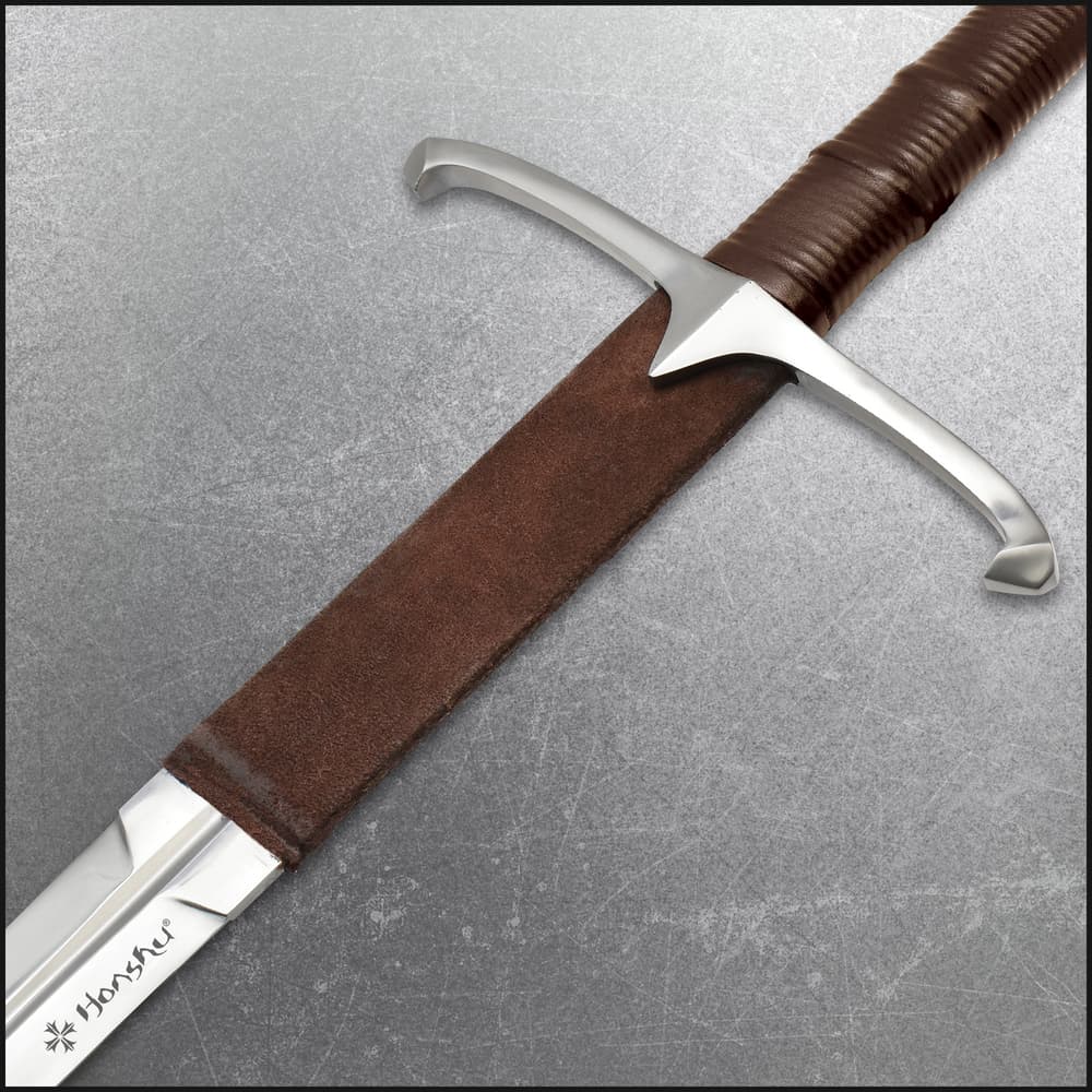 The Claymore sword comes with a brown leather scabbard image number 1