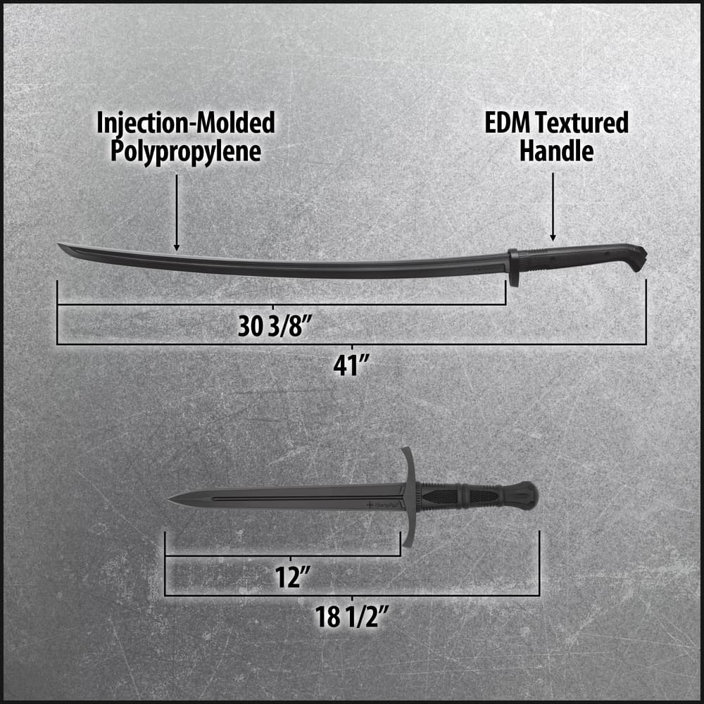 Details and features of the Training Katana and Training Dagger included in the Eastern Martial Arts Set. image number 2