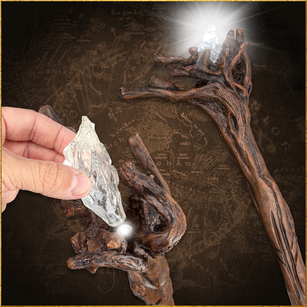Full image of the removable LED light from Gandalf's Staff Moria held in hand. image number 2