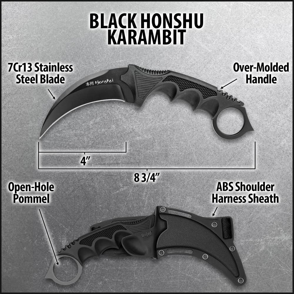 A person is shown with the karambit in a shoulder harness, worn in various ways. image number 2