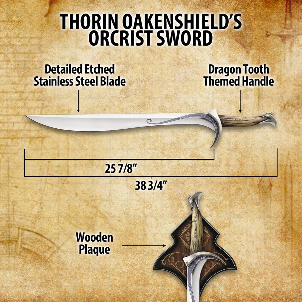 The Hobbit character Thorin Oakenshield is shown holding the Orcrist, also known as the Goblin-cleaver. image number 2
