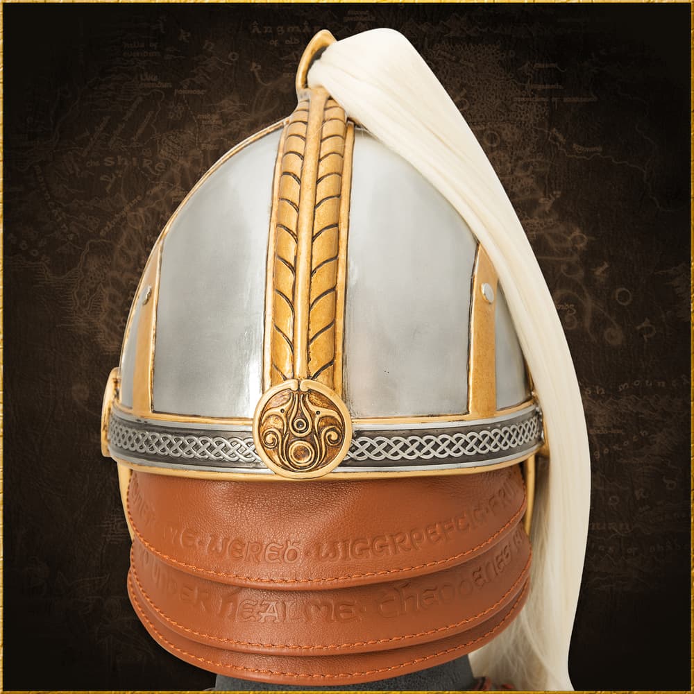 The side view of the helm with faux horse hair image number 2