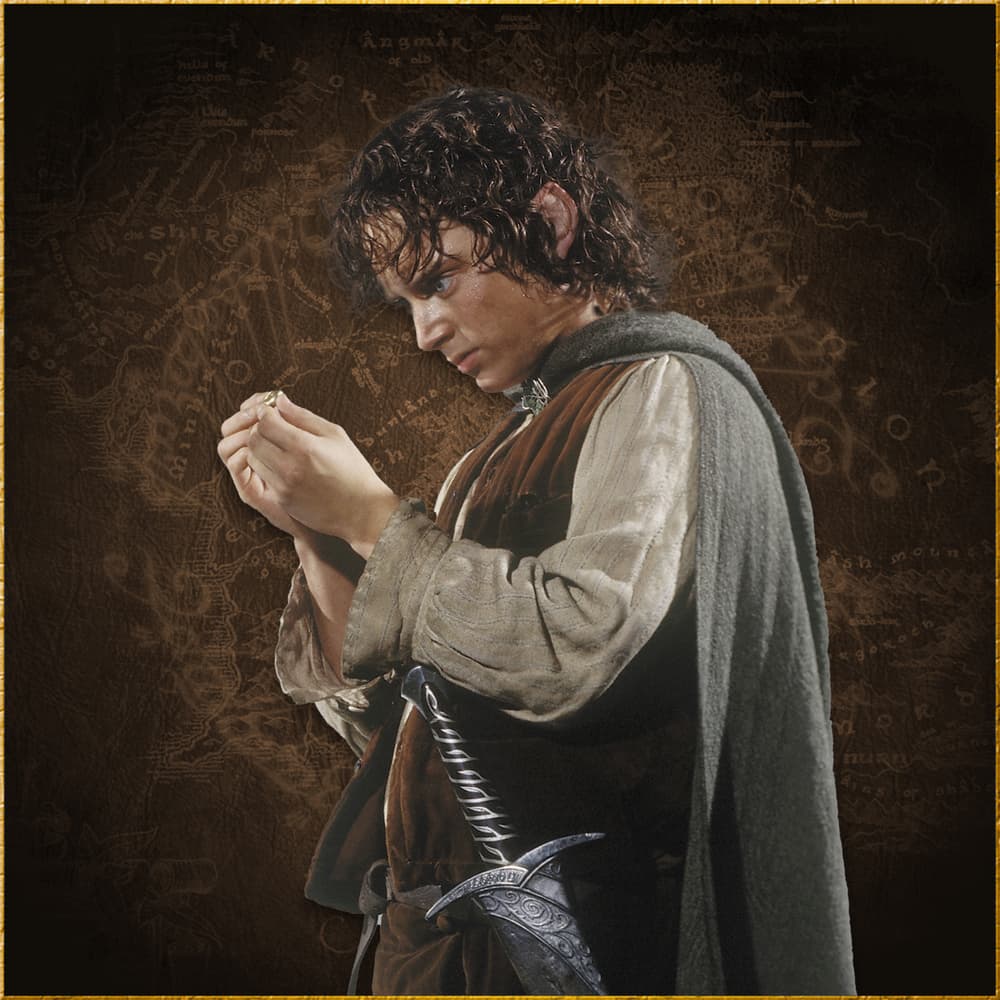 Full image of the Sting: The Sword of Frodo Baggins hanging on the matching wall plaque. image number 3
