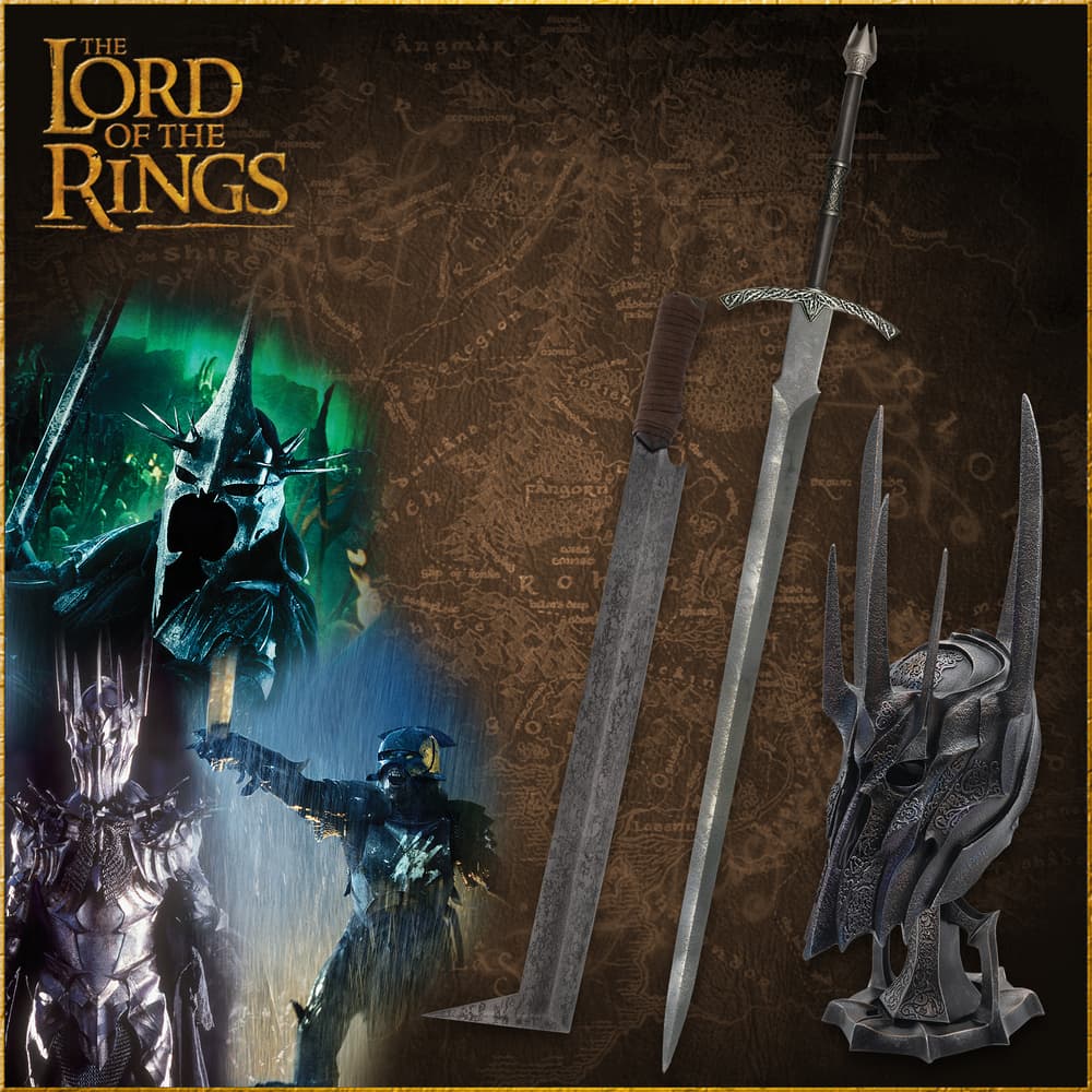 Collage of swords, helmets, and characters from The Lord of the Rings image number 0