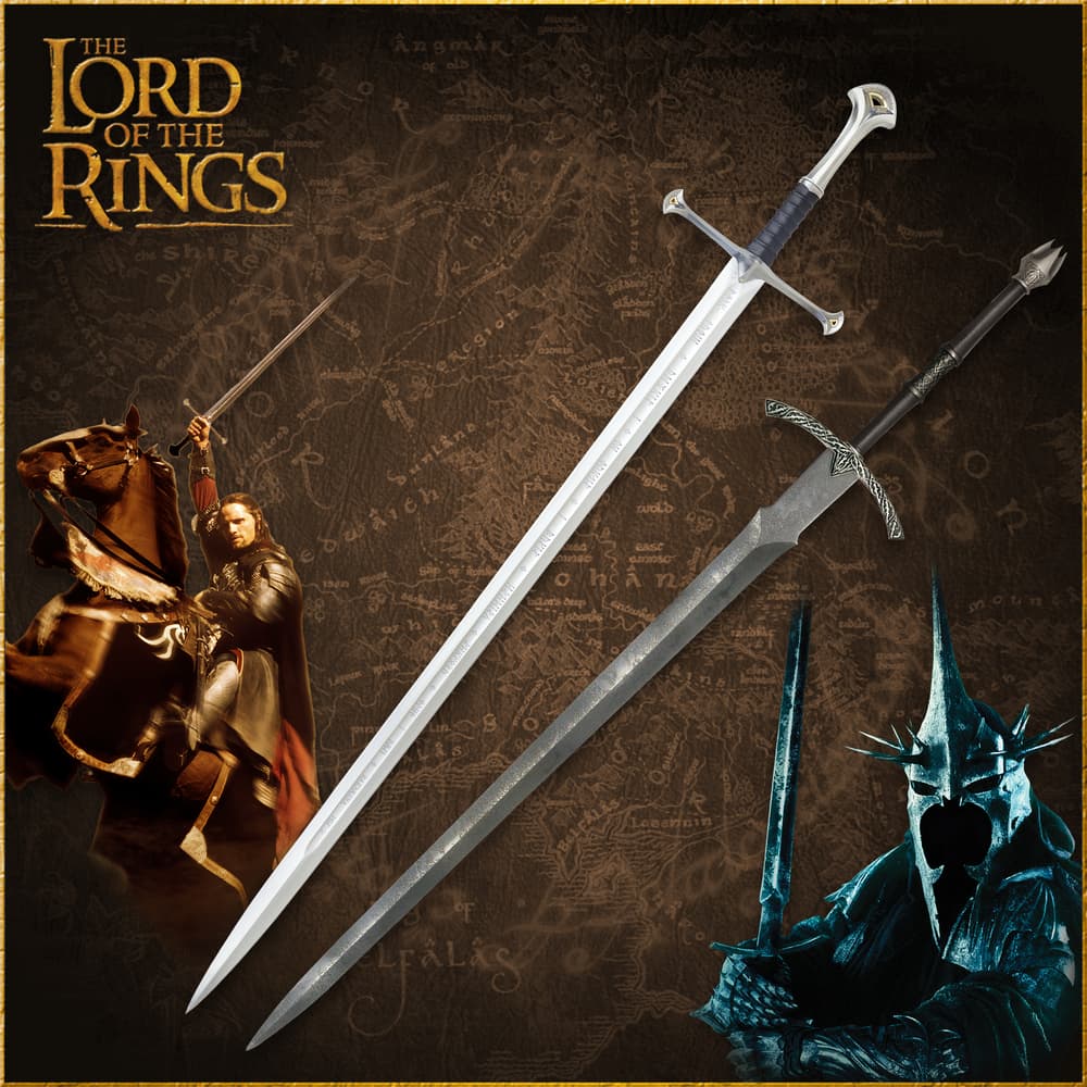 Two swords from Lord of the Rings with characters in the background image number 0