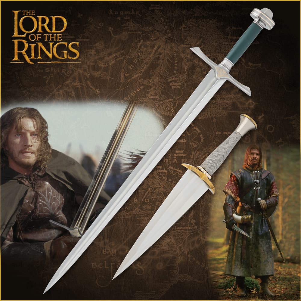 Two swords with characters from a fantasy movie image number 0