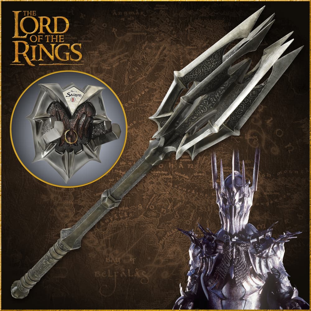 Sauron's mace with armor and map background image number 0